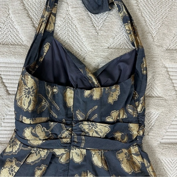 Rubber Ducky Production Dress Sz M Halter Floral Metallic - Picture 13 of 13